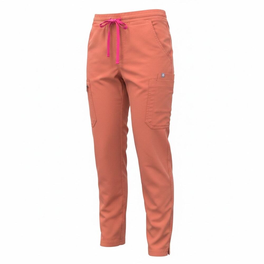 FIGS Women's Yola High-Waisted 2.0 Skinny Scrub Pants color Terracotta size XS